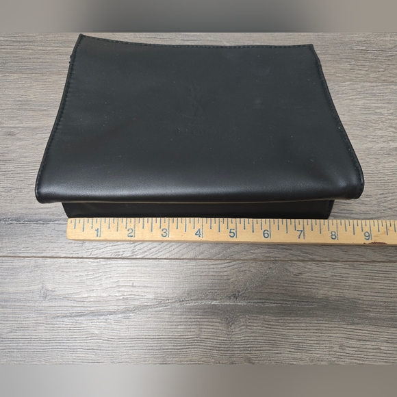 Yves Saint Laurent Black Cosmetic Bag Snaps Classic Travel Vacation Chic - Picture 6 of 6